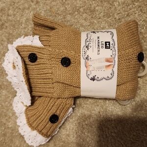 Leg Warmers Womens Tan Lace White One Size New Knit Crochet